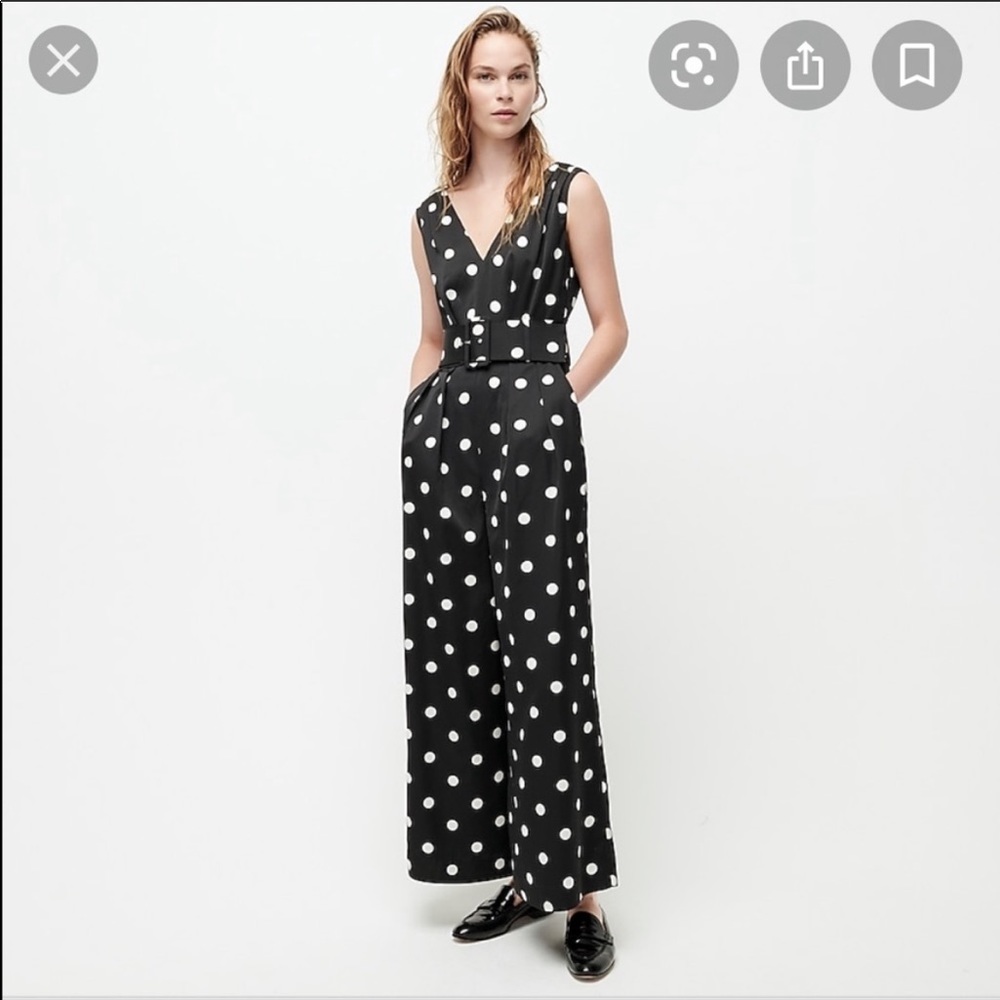 JCREW - Belted Wide-Leg Polka Dot Jumpsuit